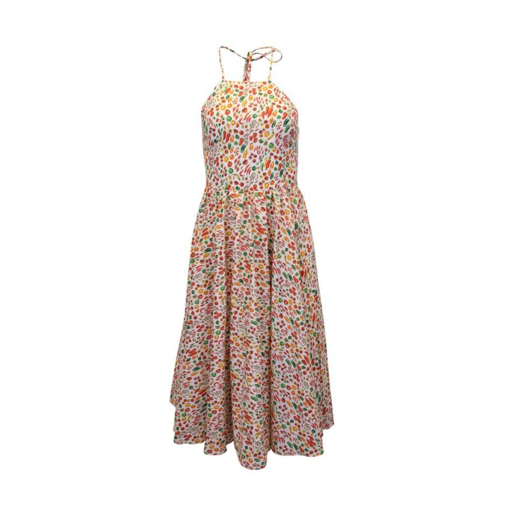 Caroline Constas Gretta Printed Midi Dress in Multicolor Cotton